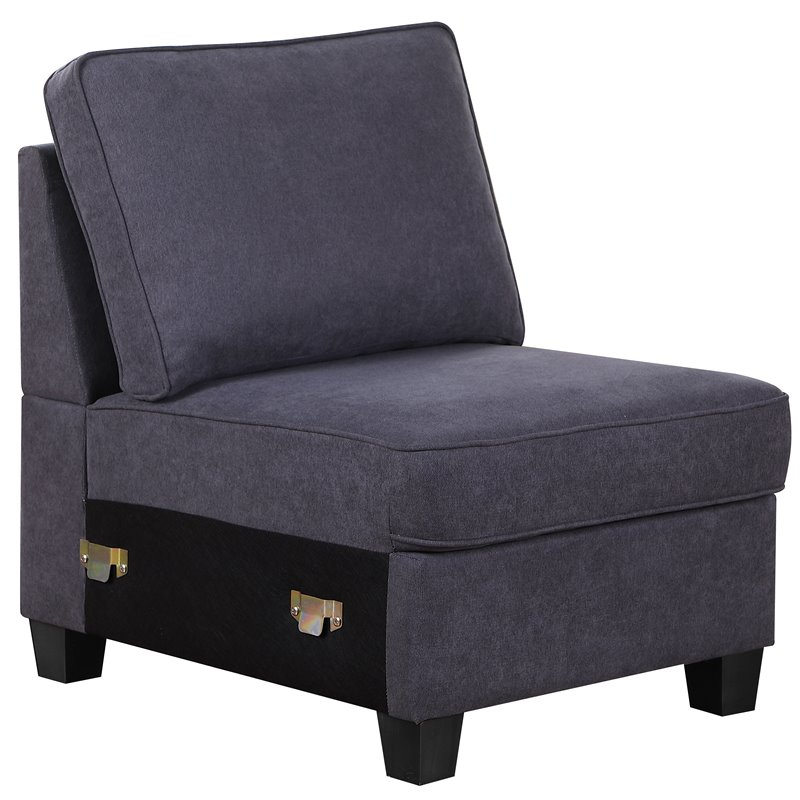Pemberly Row Woven Fabric U-Shaped Sectional Sofa in Dark Gray