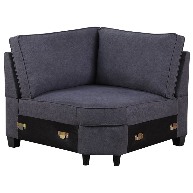 Pemberly Row Woven Fabric U-Shaped Sectional Sofa in Dark Gray