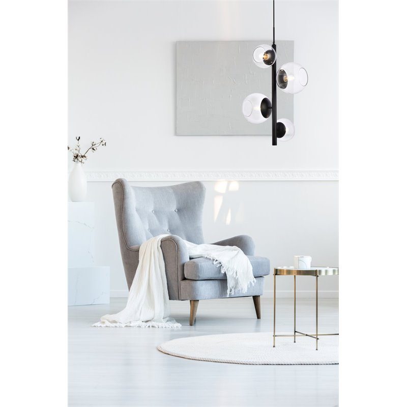 Pemberly Row 4-Light Black Pendant Lamp with Clear Glass Shades