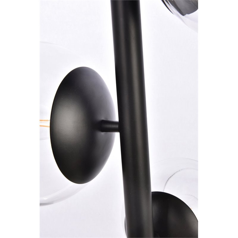 Pemberly Row 4-Light Black Pendant Lamp with Clear Glass Shades
