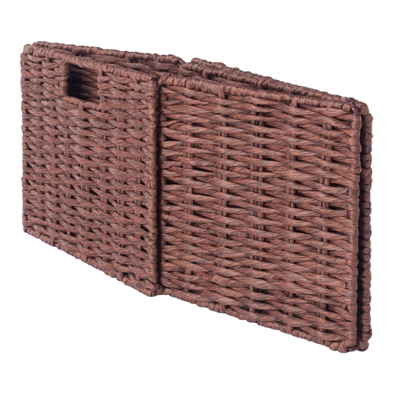 Pemberly Row 3-Piece Foldable Rope Rattan Basket Set in Walnut Finish