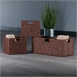 Pemberly Row 3-Piece Foldable Rope Rattan Basket Set in Walnut Finish