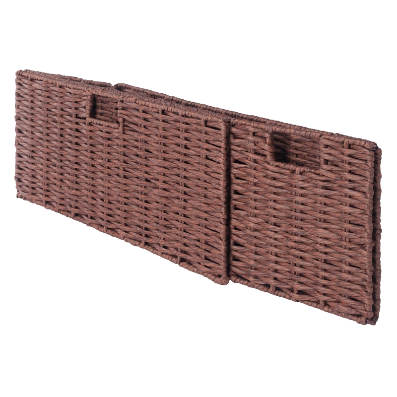 Pemberly Row 3-Piece Foldable Rope Rattan Basket Set in Walnut Finish
