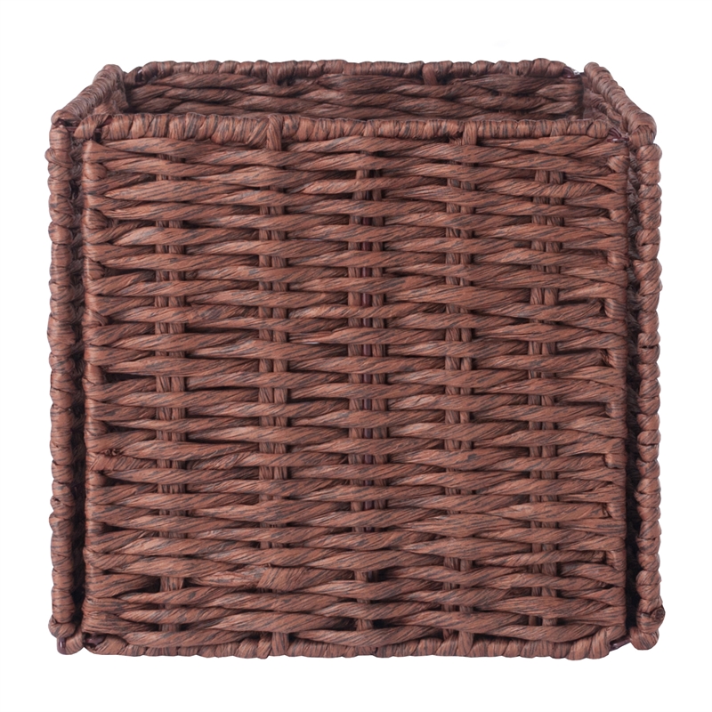 Pemberly Row 3-Piece Foldable Rope Rattan Basket Set in Walnut Finish