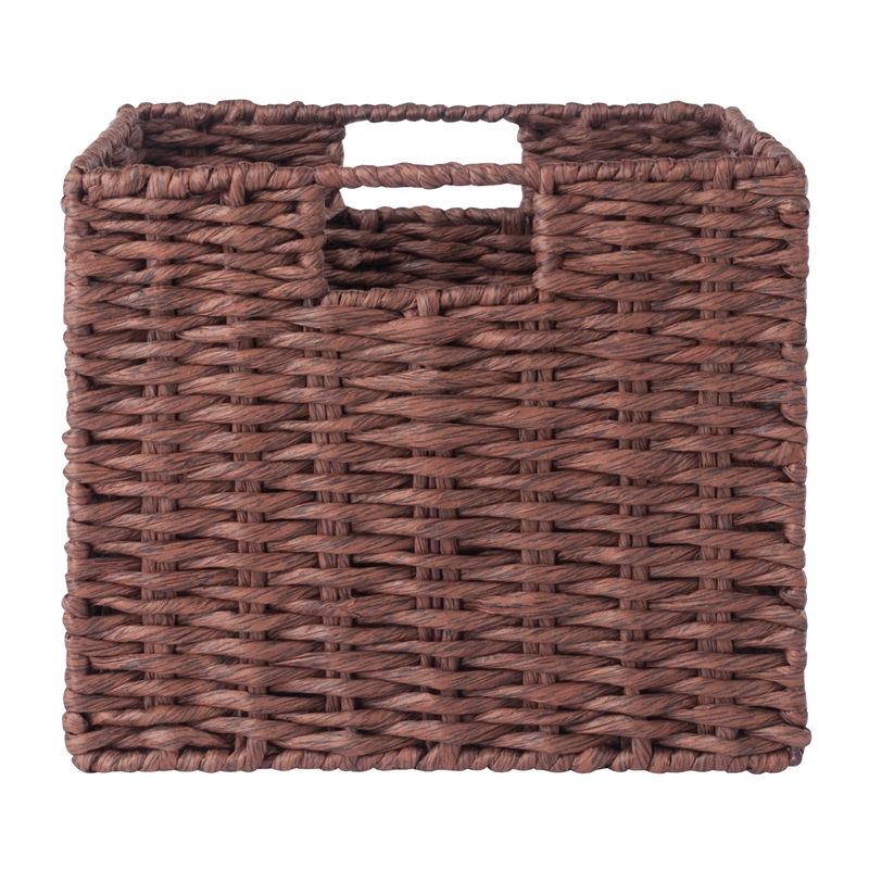 Pemberly Row 3-Piece Foldable Rope Rattan Basket Set in Walnut Finish