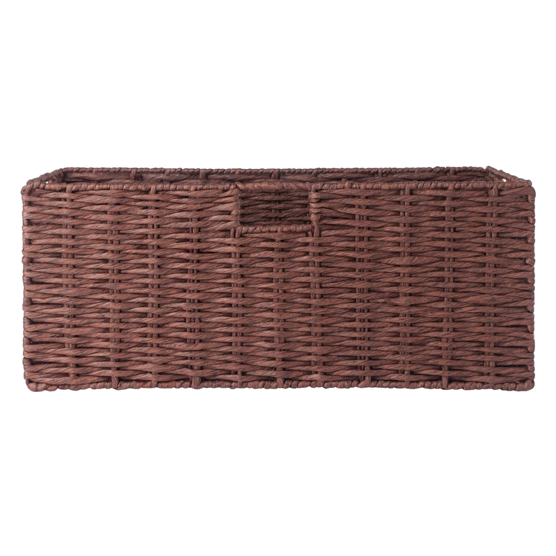 Pemberly Row 3-Piece Foldable Rope Rattan Basket Set in Walnut Finish