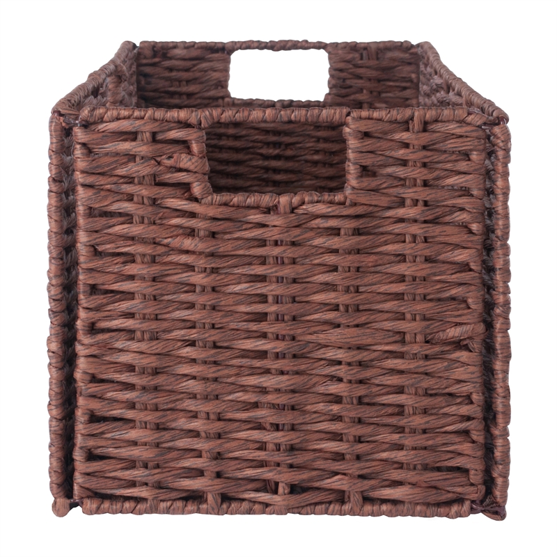 Pemberly Row 3-Piece Foldable Rope Rattan Basket Set in Walnut Finish