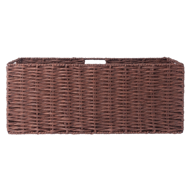 Pemberly Row 3-Piece Foldable Rope Rattan Basket Set in Walnut Finish
