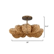 Pemberly Row Natural Mango Wood Bead Semi-Flush Mount in Antique Brass