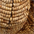 Pemberly Row Natural Mango Wood Bead Semi-Flush Mount in Antique Brass