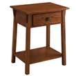 Pemberly Row Solid Wood Nightstand with 1 Drawer in Russet Brown
