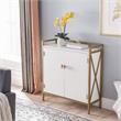 Pemberly Row Wood Side Table with Locking Drawer in Russet Brown