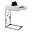 Pemberly Row C-Shaped End Side Table with Glossy White Finish and Drawer
