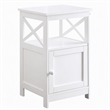 Pemberly Row Oxford End Table with Cabinet and Bottom Shelf in White Wood