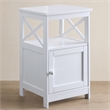 Pemberly Row Oxford End Table with Cabinet and Bottom Shelf in White Wood