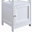 Pemberly Row Oxford End Table with Cabinet and Bottom Shelf in White Wood