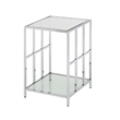 Pemberly Row Mission Glass End Table with Chrome Frame and 2 Tiers