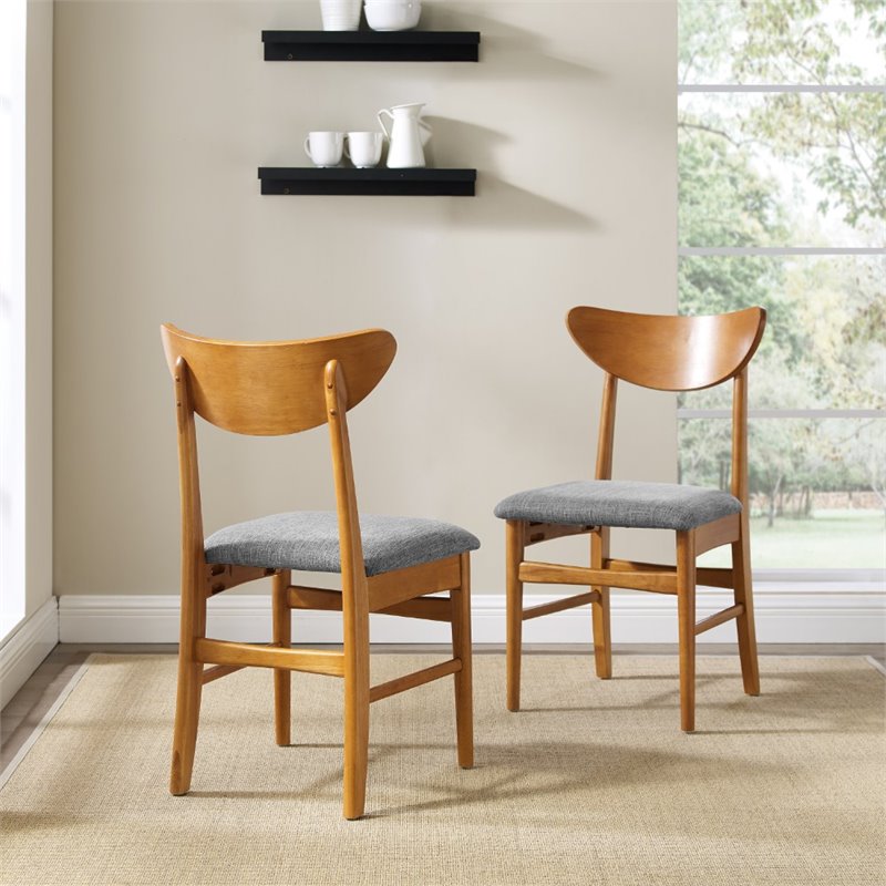 Pemberly Row Wood Dining Chairs with Upholstered Seats in Acorn (Set of 2)