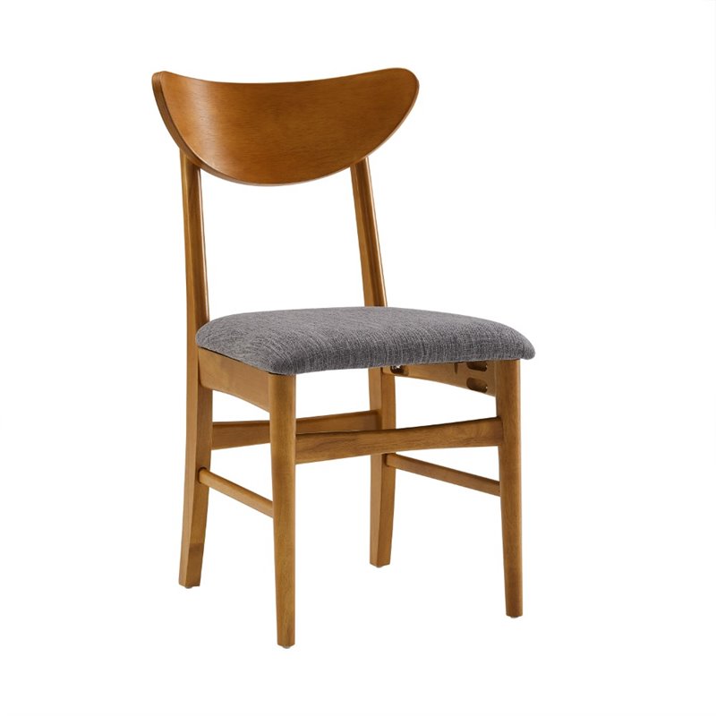 Pemberly Row Wood Dining Chairs with Upholstered Seats in Acorn (Set of 2)