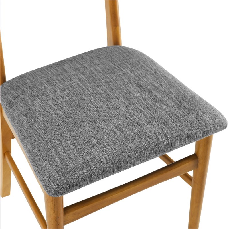 Pemberly Row Wood Dining Chairs with Upholstered Seats in Acorn (Set of 2)