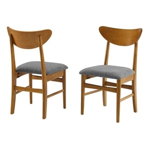 Pemberly Row Wood Dining Chairs with Upholstered Seats in Acorn (Set of 2)