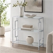 Pemberly Row 3-Tier Chrome Chairside End Table with Glass Shelves