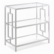 Pemberly Row 3-Tier Chrome Chairside End Table with Glass Shelves