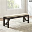 Pemberly Row Wood Bench with Upholstered Slate and Cream Linen Seat