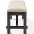 Pemberly Row Wood Bench with Upholstered Slate and Cream Linen Seat
