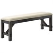 Pemberly Row Wood Bench with Upholstered Slate and Cream Linen Seat
