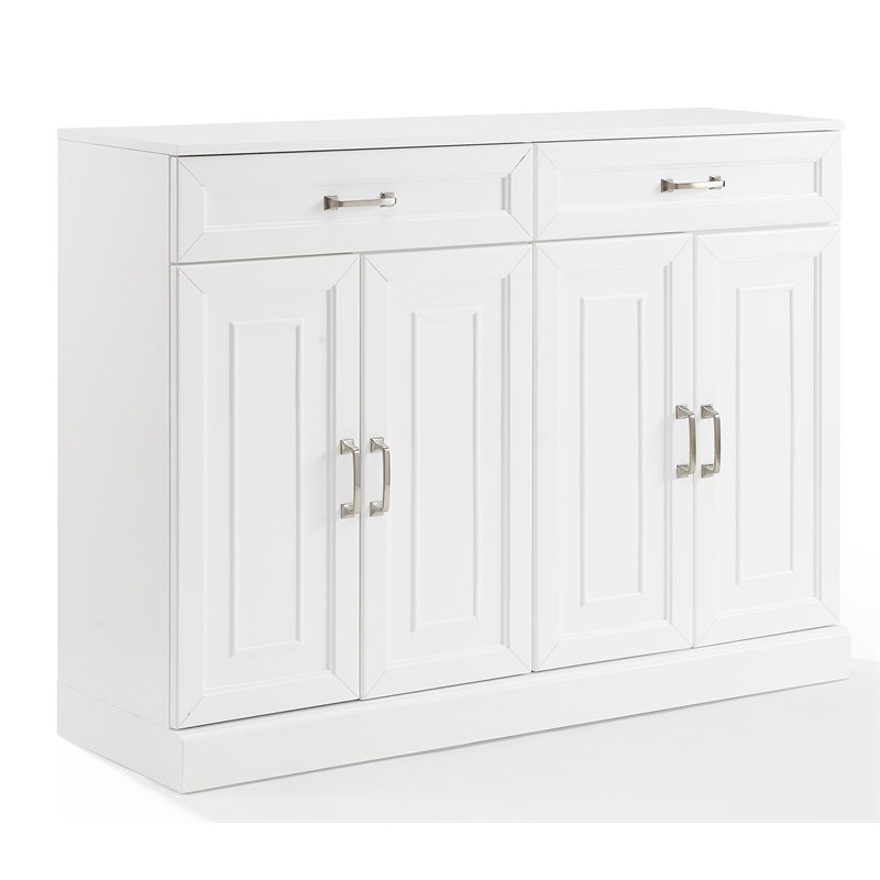 Pemberly Row Modular White Sideboard with Adjustable Shelves and Drawers