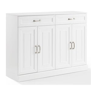 Pemberly Row Modular White Sideboard with Adjustable Shelves and Drawers