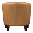 Pemberly Row Camel Faux Leather Tub Chair with Dark Espresso Wood Legs