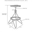 Pemberly Row Adjustable Metal Stool with Wood Seat in Brown/Matte Black