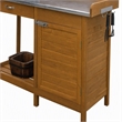 Pemberly Row Deluxe Potting Bench with Cabinet in Light Oak Finish