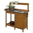 Pemberly Row Deluxe Potting Bench with Cabinet in Light Oak Finish