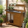 Pemberly Row Deluxe Potting Bench with Cabinet in Light Oak Finish