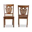 Pemberly Row Walnut Brown Dining Chair in Oak Wood (Set of 2)