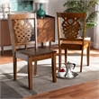 Pemberly Row Walnut Brown Dining Chair in Oak Wood (Set of 2)