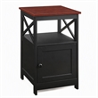 Pemberly Row Oxford End Table with Cabinet in Cherry/Black Finish