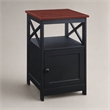 Pemberly Row Oxford End Table with Cabinet in Cherry/Black Finish