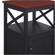 Pemberly Row Oxford End Table with Cabinet in Cherry/Black Finish