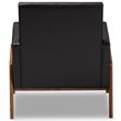 Pemberly Row Perris Faux Leather Lounge Chair in Black and Walnut