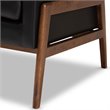 Pemberly Row Perris Faux Leather Lounge Chair in Black and Walnut