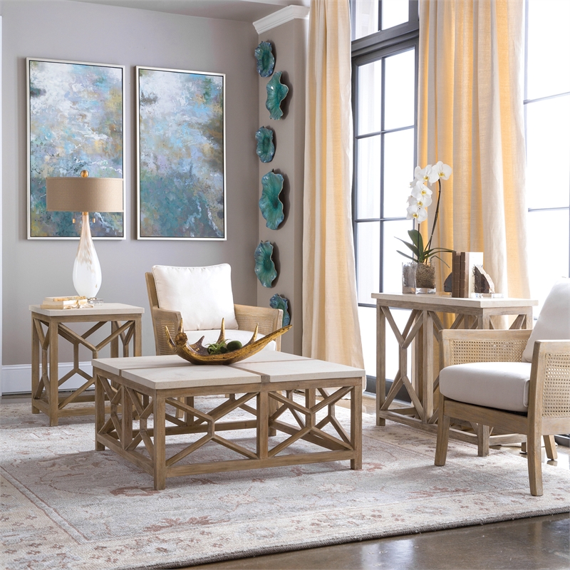 Pemberly Row Cardoni Iron Glass and Linen Table Lamp in White