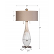 Pemberly Row Cardoni Iron Glass and Linen Table Lamp in White