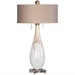 Pemberly Row Cardoni Iron Glass and Linen Table Lamp in White
