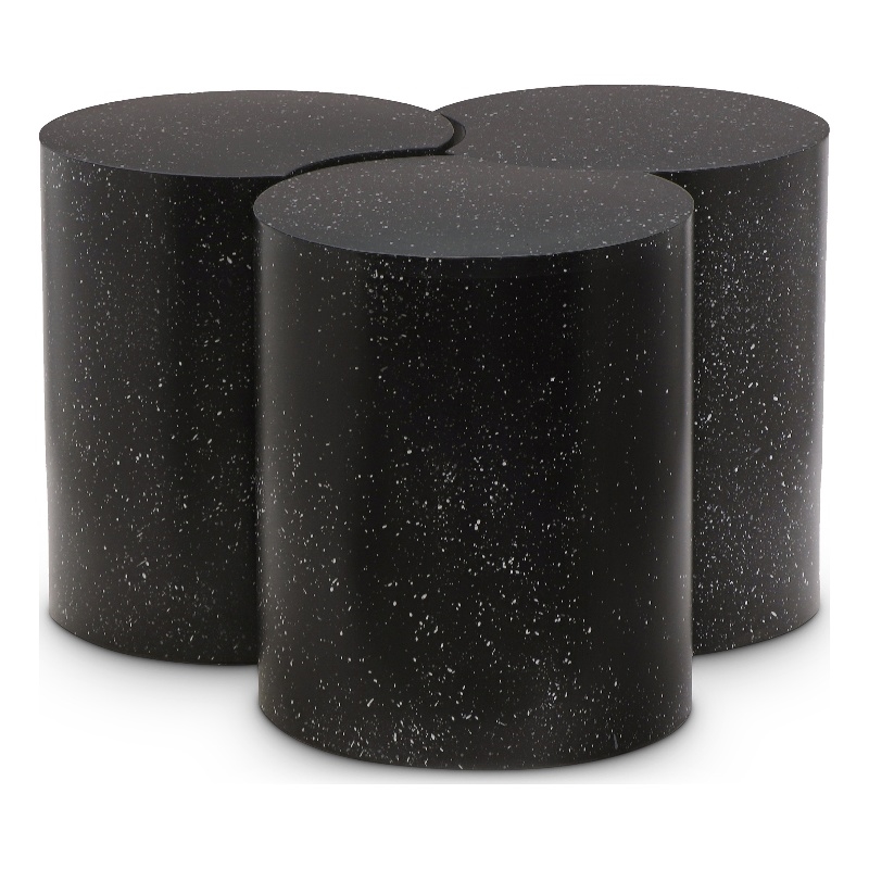 Pemberly Row 3-Piece Modular Iron Coffee Table in Black Terrazzo Finish