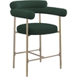Pemberly Row Set of 2 Green Boucle Counter Stools with Brass Metal Frame