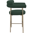 Pemberly Row Set of 2 Green Boucle Counter Stools with Brass Metal Frame